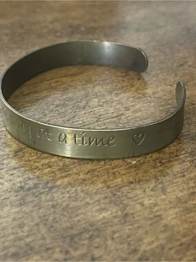 Bracelet Engraved Metal Cuff Bracelets in Brushed Gold Tone -Two for one.